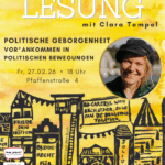 Lesung // Clara Tempel: Politische Geborgenheit // Imbisz mit politischem Dessert